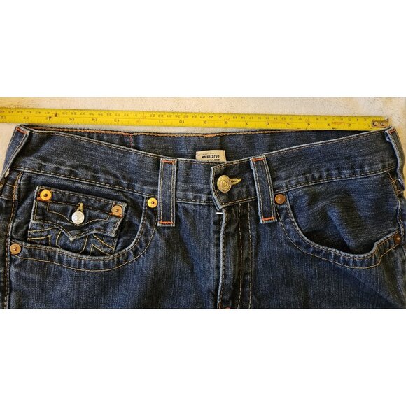 True Religion World Tour Billy Jeans Medium Wash Straight Size 34 Flap Pocket - Picture 11 of 14